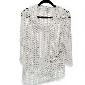 Lulu B White Open-Knit Sweater